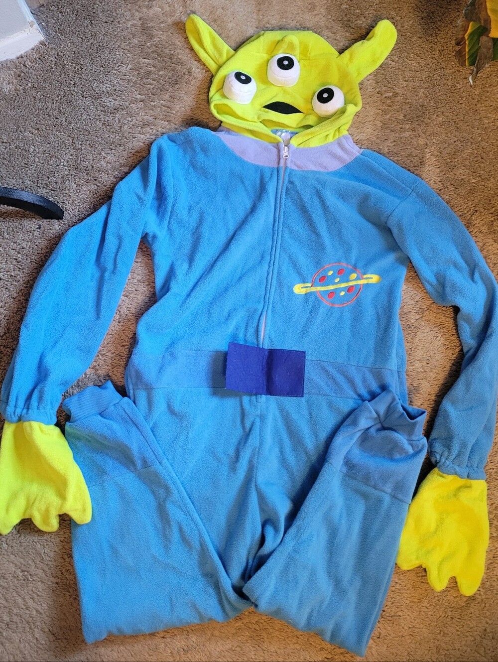 Women's Alien One-Piece Costume Hoodie - Blue & Yellow